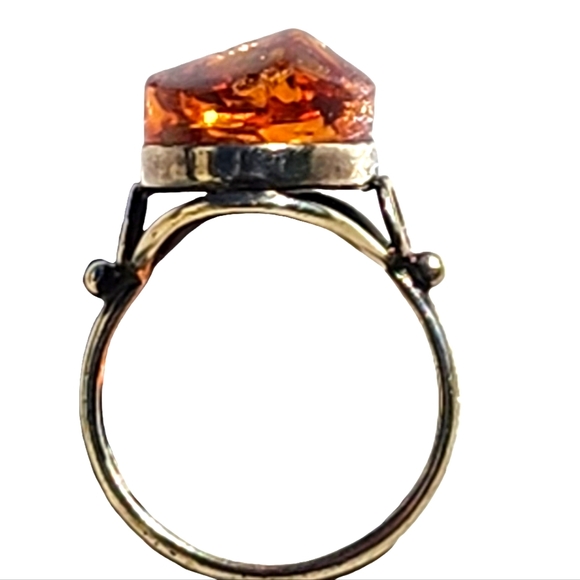 Sterling silver baltic amber ring size 6.5 Finland Sweden Maker's Mark S… - Picture 4 of 8